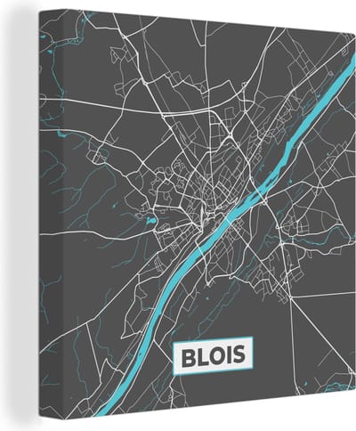 Canvas Schilderij Blois - Frankrijk - Stadskaart - Kaart - Plattegrond - 20x20 cm - Wanddecoratie