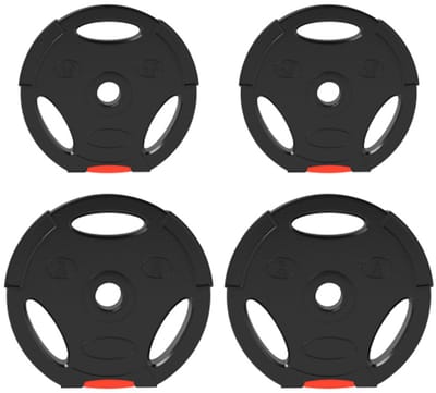 4-delige Set Hantelgewichten - 2 x 2,5 kg / 5 kg Gewichten - Hantelschijvenset voor 2,5 cm Hantelstang - Ø 25/30 mm Opening - Zwart