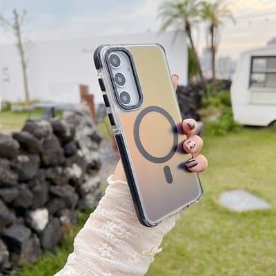 Metalen Lens MagSafe Telefoonhoesje Voor Samsung Galaxy A56 A36 A26 A16 A06 A55 A54 A53 A35 A34 5G 4G Draadloos Opladen Verkleurende Cover For A55 Global