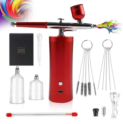 Draadloze Airbrush Set met Oplaadbare Compressor - Hoge Druk Airbrush voor Make-up, Nagelkunst en Taartdecoratie met Schoonmaakborstelset