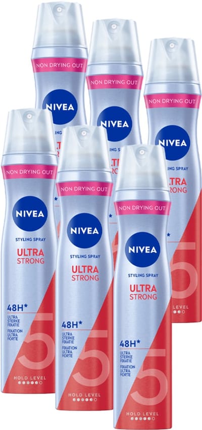 NIVEA Ultra Strong Styling Spray - Haarspray - Haarlak - Voordeelverpakking - 6 x 250 ml