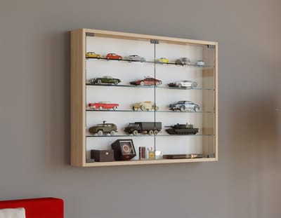 Houten glazen wandvitrinekast Wandvitrinekast Collector vitrine Mandosa L