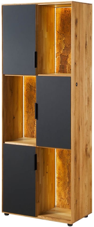 MASSIVMOEBEL24.DE wilde eik rek blank massief hout 76x43x203 cm geolied deels gemonteerd LINDAU volledig massief #23
