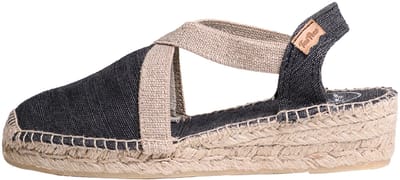 VERDI-V | Veganistische platte espadrilles voor dames van katoen - ZWART, maat 35