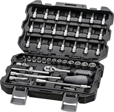 GRANIT BLACK EDITION Dopsleutelset 1/4” - 45-delig - ratel - zeskantdoppen - inbussleutels