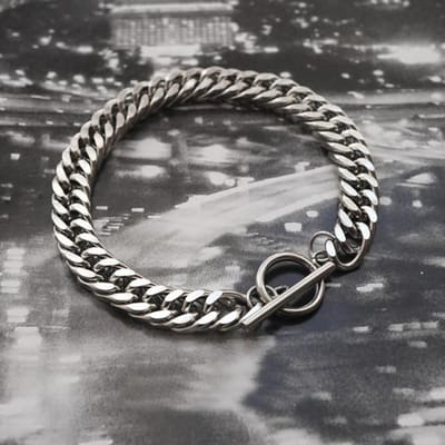 Armband Voor Vrouwen Cubaanse Ketting Dikke Armband Titanium Staal Sieraden Blote Ketting Disco Persoonlijkheid Straat Trendsetter gray