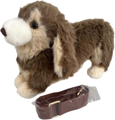 Pluchen Hond Tas - Schoudertas Portemonnee - Dagelijks Gebruik - Realistisch Design - 40x20x20cm - Bruin