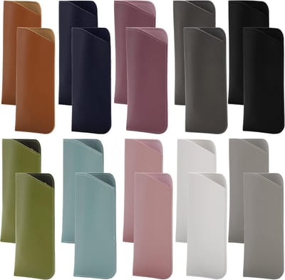 20 Stuks Zachte Oogglazenhoesjes, PU Leren Reistas voor Zonnebrillen en Leesbrillen, Draagbare Hoes voor Bril, Ideaal voor Mannen en Vrouwen