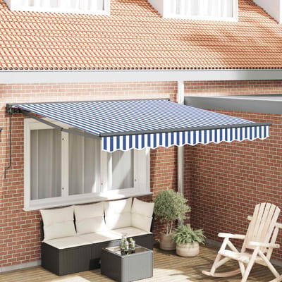 vidaXL Zijde Frame Blauw en Wit 300 x 250 cm Polyester met PU-coating