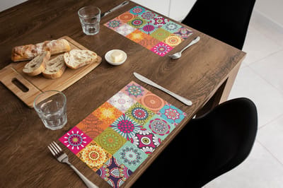 Placemat vinyl | Retro Flower | 6 stuks