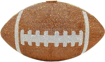Avondtas Voetbal - Feestelijke Clutch - Speciale Gelegenheden - Glanzend Strass Detail - 23x13x13cm - Bruin