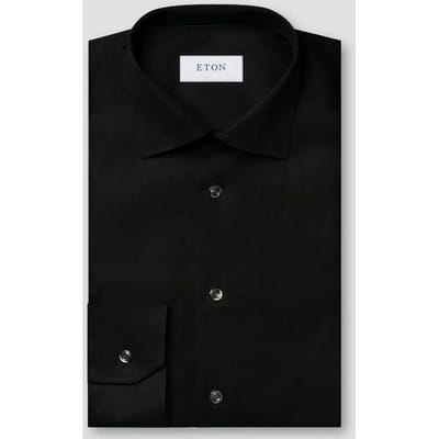 Eton Overhemd Signature Twill Uni Cutaway Zwart / male