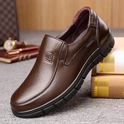 Zomer Nieuwe Heren Leren Schoenen zacht zool Casual Platte Schoenen Outdoor Wandelschoenen Comfort mode zacht lederen schoenen Loafers 37 black