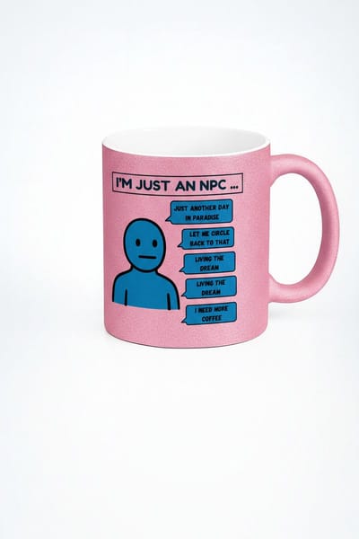 I’m Just an NPC Gamer Mok 330ml – Roze Keramische Koffiemok met Grappig Gaming Dialoog Design – RPG & Koffieliefhebber Cadeau