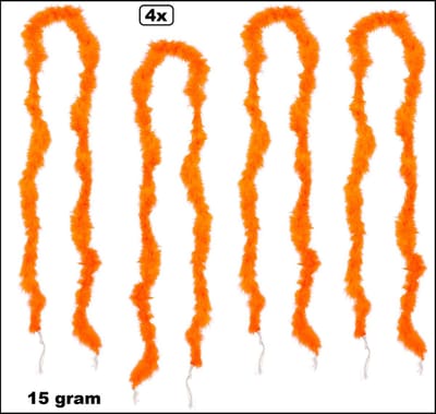 4x Marabou boa oranje 180cm 15gram - boa small - Thema feest party zomer Koningsdag WK Tropical feest