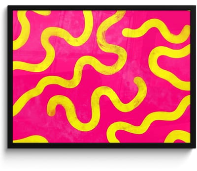 Poster in lijst - Fotolijst 80x60 cm - Posters - Lijn - Geel - Abstract - Posterlijst zwart - Decoratie - Wanddecoratie woonkamer - Muurdecoratie slaapkamer