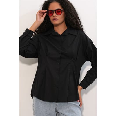 Getailleerde Poplin Shirt Met Knopen Voorzijde