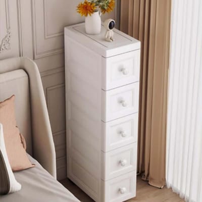 Opbergkast op Wielen - Badkamer Winkelwagen - Ruimte Maximaliseren - Ultradun Ontwerp - 5 Lades - Grijs
