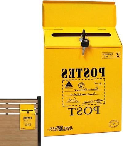 Brievenbus voor buiten - Postbus muurmontage - Post ontvangen - Vergrendelbaar anti-temper - 20B x 10H cm - Geel