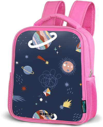 NoBoringSuitcases.com® - Rugzak roze - Schooltas meisjes - Planeten in de hemel - Kinder rugtas meisje - Boekentas kind - Kinderrugzak voor school - Schoolrugzak