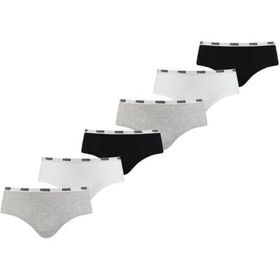Puma Hipster Dames Zwart/Wit/Grijs 6-Pack-S