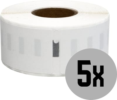 DULA Dymo Compatible labels - Verwijderbaar - Wit - 99010 - S0722370 - Adresetiketten - 5 rollen - 2