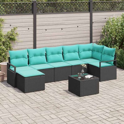 vidaXL Bankstel 8 st Zwart poly rattan