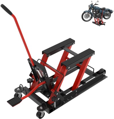 ACXIN Hydraulische Motorheftafel 680 kg - Verstelbare Motorheffer voor Motorfiets, ATV & Quad - Garage Krik met Antislip Platform en Duwstang