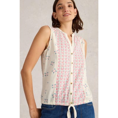 White Stuff Tulip Sleeveless Shirt Pink Print Maat: 16 | Blouses Outlet | Dames | Roze