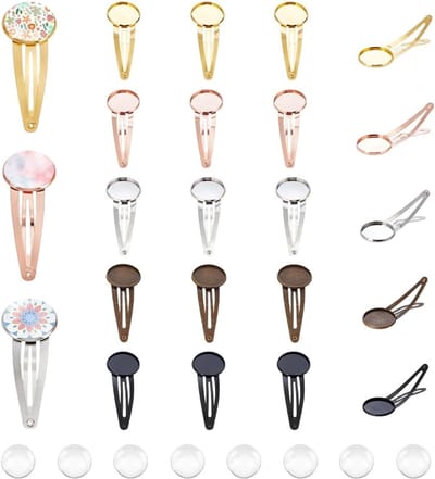 Blanco Haarclips - Haarspeldjes Lade - Doe-het-zelf Haaraccessoires - Inclusief Cabochons - 20 Sets - Gemengde Kleuren