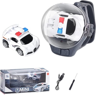 DrPhone MiniCars2 – 2.4 GHz Bestuurbare Mini Auto Voor Kinderen – Bestuurbare Auto Met Horloge Station – Met Horloge Controller – Wit