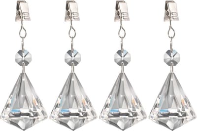 Patifix Tafelkleedgewichtjes kristallen - 4x - diamant vorm - glas - tafelkleed hangers