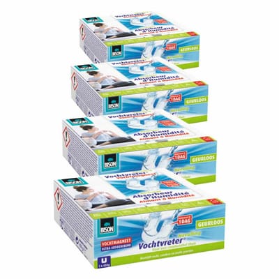 Bison - Vochtvreter Vochtmagneet Neutraal - 4 x 450 gr - Voordeelverpakking