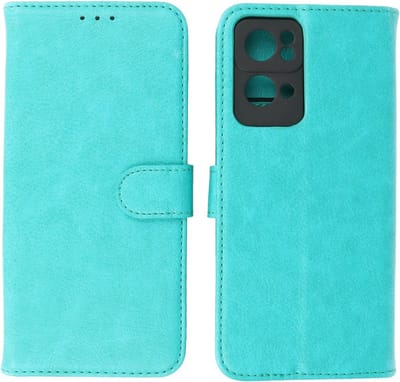Oppo Reno 7 Pro 5G Hoesje - Book Case Telefoonhoesje - Kaarthouder Portemonnee Hoesje - Wallet Cases - Groen
