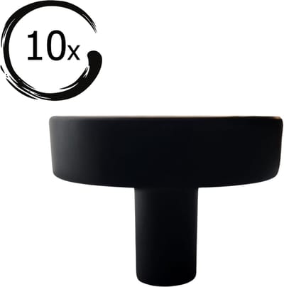 10X Kastknoppen Rond Zwart - Diameter 40mm - Knoppen voor keukenkast - deurknopjes - Meubelknoppen / Kastknoppen zwart