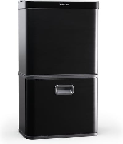 Klarstein rvs afvalbak met 56 L volume, sensor en 3 compartimenten (36L+2x10L), afvalscheiding, soft-close deksel, led controlepaneel, zonder aanraken - afvalemmer voor de keuken met 2 vakken