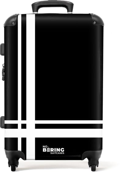 NoBoringSuitcases.com® - Koffer groot - Rolkoffer lichtgewicht - Zwart met wit kruispatroon - Reiskoffer met 4 wielen - Valies grote trolley XL op wieltjes - Harde reistrolley met TSA slot - 20 kg bagage - Reizen
