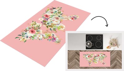 Keukenloper - Loper keuken - Wereldkaart - Bloemen - Bladeren - 120x60 cm - Keukenloper vinyl