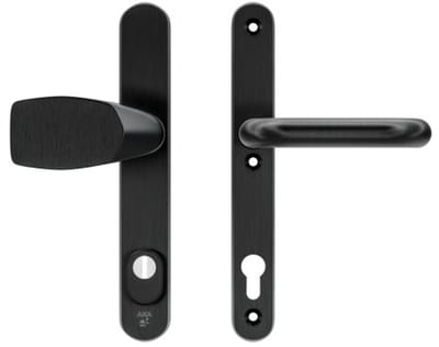 AXA Veiligheids Deurbeslag set - Oval Plus Smal - Deurkruk Zwart - Kruk/Knop - PC92 met kerntrekbeveiliging - SKG3 - Schild smal