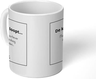 Mok - 275 ML - Koffiemok Humor - Koffietas geschenk - Koffiebeker Collega - Mokken Papa - Koffietassen - Spreuken - Quote - De koffie loopt - Grote theemok - Theemokken groot - Grappige thee mok - Thee tas Mama - Cadeau voor hem