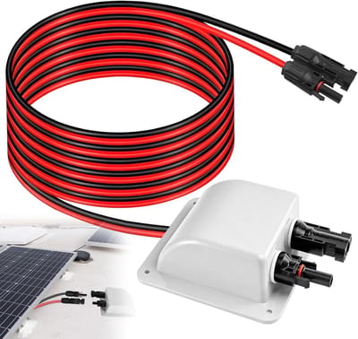 Dubbele kabeldoorvoer voor zonnepanelen met 2 m zonnekabel, waterdichte connector en dakdoorvoer voor campers en fotovoltaïsche systemen, wit