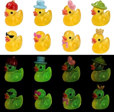 40 Stuks Mini Eend Beeldjes Hars Gloei in Het Donker voor Sprookjestuin en Poppenhuis