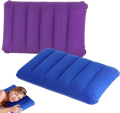 Luchtkussen Reiskussen 43 x 27 cm - Ergonomisch Lichtgewicht Campingkussen voor Buiten, Wandelen en Kantoor - Set van 2