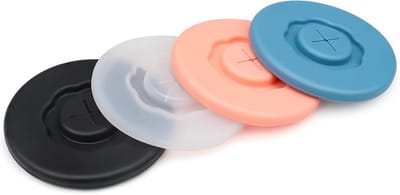 Famanu - Siliconen deksel, 4 stuks, met kruisgaten, universeel siliconen deksel, deksel voor yoghurtbekers, herbruikbaar deksel, voor kopjes, glazen, koffiekopjes