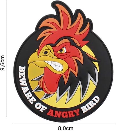 Embleem 3D PVC Beware Of Angry Bird Rond
