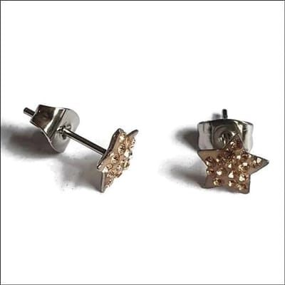 Aramat Jewels | Oorbellen | Stalen Sterren Oorbellen | Champagne | | | | Kinderen, Volwassenen | Verkleurd niet
