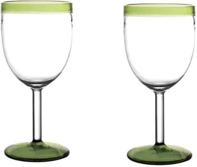 Pomax Tarifa wijnglas borosilicaatglas dia 8 x 17 cm groen set van 2