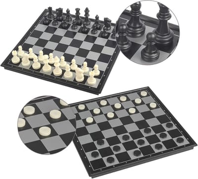 Opvouwbaar Magnetisch Schaakbord Speelset - 2-in-1 Spellen (Schaken en Dama)