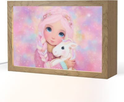 Nachtlampje 30x20 cm - Kinder lampje - Meisje - Eenhoorn - Roze - Tafellamp kinderkamer - Slaapkamer lamp - Bedlamp kinderen - Kinderlampje stopcontact - Wandlamp babykamer - Nachtlampjes