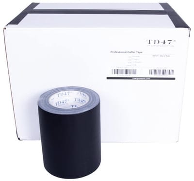 TD47 Professional Gaffa Tape 150mm x 25m Mat Zwart (Doos 6 Rollen)